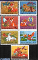 Hungary 1982 Comics 7v, Mint NH, Nature - Butterflies - Dogs - Flowers & Plants - Owls - Poultry - Art - Comics (excep.. - Unused Stamps