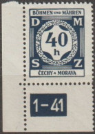 24/ Pof. SL 2, Corner Stamp, Plate Number 1-41 - Ungebraucht