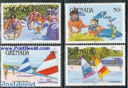 Grenada 1985 Water Sports 4v, Mint NH, Nature - Sport - Fish - Diving - Sailing - Sport (other And Mixed) - Vissen