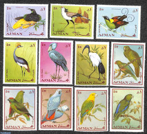 Ajman 1969 Birds 11v, Mint NH, Nature - Birds - Adschman