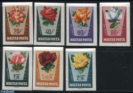 Hungary 1962 Roses 7v Imperforated, Mint NH, Nature - Flowers & Plants - Roses - Nuovi