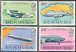 Bermuda 1975 Airmail 4v, Mint NH, Transport - Various - Aircraft & Aviation - Zeppelins - Maps - Avions