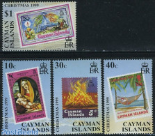 Cayman Islands 1999 Christmas 4v, Mint NH, Religion - Transport - Christmas - Stamps On Stamps - Fire Fighters & Preve.. - Weihnachten