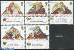 Cayman Islands 2002 Christmas 5v+tabs, Mint NH, Nature - Religion - Camels - Angels - Christmas - Christianisme