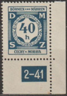 25/ Pof. SL 2, Grey Blue, Corner Stamp, Plate Number 2-41 - Ungebraucht