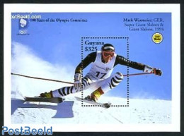 Guyana 1994 100 Years I.O.C. S/s, Mint NH, History - Sport - Germans - Olympic Games - Olympic Winter Games - Skiing - Skiing