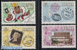 Kenia 1990 Stamp World 4v, Mint NH, Philately - Stamps On Stamps - Timbres Sur Timbres