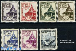 Laos 1952 Postage Due 7v, Mint NH, Nature - Transport - Fishing - Ships And Boats - Vissen