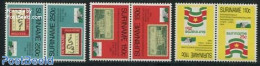 Suriname, Republic 1989 Wastington 3v Tete Beche Pairs, Mint NH, Stamps On Stamps - Timbres Sur Timbres