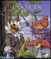 Saint Vincent 2001 Insects 6v M/s, Mint NH, Nature - Bees - Butterflies - Insects - St.Vincent (1979-...)