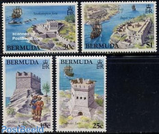 Bermuda 1982 Fortifications 4v, Mint NH, Transport - Ships And Boats - Art - Castles & Fortifications - Ships