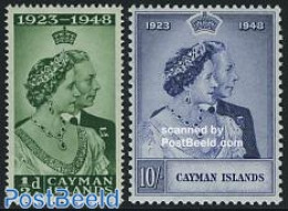 Cayman Islands 1948 Silver Wedding 2v, Unused (hinged), History - Kings & Queens (Royalty) - Case Reali