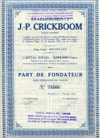 Ets. J.-P. CRICKBOOM; Part De Fondateur - Textil