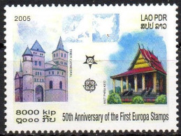 LAOS 2005 - 1v - MNH - The 50 Years Anniv. Of The First EUROPA Stamps - Chateau - Architecture Castle Castillo Schloss - Emisiones Comunes