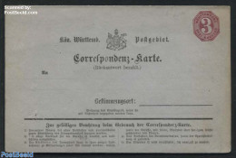 Germany, Wurtemberg 1871 Reply Paid Postcard 3/3Kr, Unused Postal Stationary - Sonstige & Ohne Zuordnung