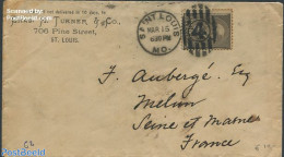 United States Of America 1888 Envelope From USA To France, Postal History - Brieven En Documenten