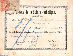 Switzerland 1872 'Revue De La Suisse Catholique' Resu From Switzerland, Postal History - Cartas & Documentos