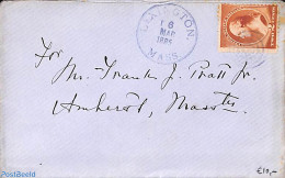 United States Of America 1885 Cover From Lexington, Massachusetts To Amherst, Massachusetts., Postal History - Lettres & Documents