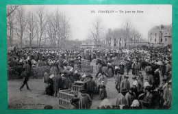 N°111 BLANC CARTE JOSSELIN JOUR DE FOIRE MORBIHAN BOITE RURALE A REGUINY POUR VERDUN MEUSE POST CARD FRANCE - Josselin