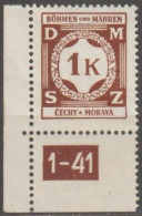 28a/ Pof. SL 6, Corner Stamp, Plate Number 1-41 - Nuovi