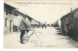 Guerre 1914/15 - PIERREFITTE (55) - Entrée De La Ville Venant De Rupt  (animée, Cycliste En Gros Plan) - Guerra 1914-18