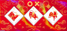 Christmas Islands 2021 Year Of The Ox S/s, Mint NH, Science - Various - New Year - Anno Nuovo
