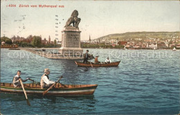 11778816 Zuerich Blick Vom Mythenquai Bootspartien Loewenstatue Zuerich - Autres & Non Classés