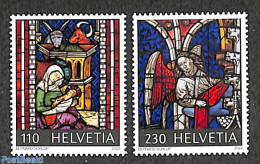 Switzerland 2022 Christmas 2v, Mint NH, Religion - Christmas - Art - Stained Glass And Windows - Nuovi