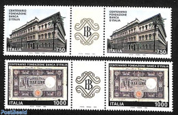 Italy 1993 National Bank 2 Gutter Pairs, Mint NH, Various - Banking And Insurance - Money On Stamps - Other & Unclassified