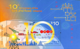 Hong Kong 2023 10 Years Belt And Road Initiative S/s, Mint NH, Nature - Transport - Various - Camels - Aircraft & Avia.. - Nuevos