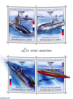 Guinea, Republic 2018 Submarines 4v M/s, Mint NH, Transport - Ships And Boats - Ships