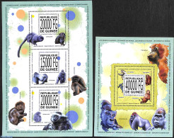 Guinea, Republic 2013 Monkeys 2 S/s, Mint NH, Nature - Animals (others & Mixed) - Monkeys - Otros & Sin Clasificación