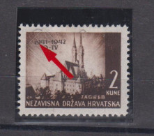 CROATIA WW II, I Aniv 1942 2 Kn Plate Error Hinged - Kroatien