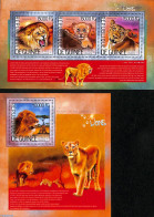 Guinea, Republic 2014 Lions 2 S/s, Mint NH, Nature - Animals (others & Mixed) - Cat Family - Sonstige & Ohne Zuordnung