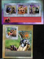 Guinea, Republic 2014 Bears 2 S/s, Mint NH, Nature - Animals (others & Mixed) - Bears - Andere & Zonder Classificatie