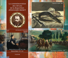 Togo 2023 Edouard Manet, Mint NH, Nature - Performance Art - Fish - Horses - Musical Instruments - Art - Paintings - Vissen