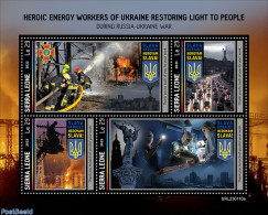 Sierra Leone 2023 Ukrainian Heroic Energy Savers - Workers, Mint NH, Science - Transport - Energy - Fire Fighters & Pr.. - Brandweer