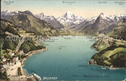 11776677 Brunnen SZ Mit Vierwaldstaettersee Und Alpen Panoramakarte Brunnen - Andere & Zonder Classificatie