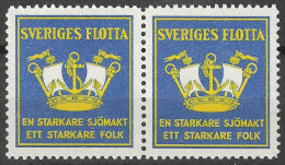 Sweden  Sveriges Flotta Fleet Bateau Ship Boat Vessel Sailboat Navire Maritime VIGNETTE Reklamemarke  BLOCK  OF 2  MNH** - Erinnofilie