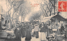 ANTIBES (Alpes-Maritimes) - Le Marché - Voyagé 1909 (2 Scans) - Altri & Non Classificati