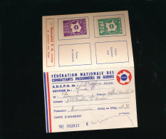 Carte D'adhérent Fédération Nationale Combattants Prisonniers De Guerre Timbres 1966 à 1975 Ancien Stalag Oflag 11B - Brieven En Documenten