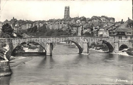 11773687 Fribourg FR Pont Du Milieu Ou Des Tisserands Et Cathedrale Fribourg - Sonstige & Ohne Zuordnung