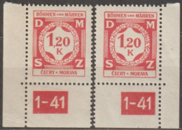 31a/ Pof. SL 7, Matt Red, Corner Stamps, Plate Number 1-41 - Ungebraucht