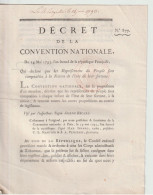 DECRET DE LA CONVENTION NATIONALE : Impression Des Listes Des Officiers Civils Militaires Et .... - Decreti & Leggi