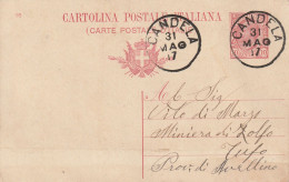 Italy. A214. Candela. 1917. Annullo Grande Cerchio CANDELA, Su Cartolina Postale - Marcofilía