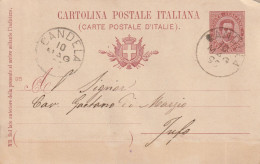 Italy. A214. Candela. 1895. Annullo Grande Cerchio CANDELA, Su Cartolina Postale - Marcophilie