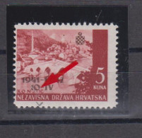 CROATIA WW II, I Aniv 1942 5 Kn Plate Error Hinged - Croatia