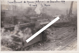 BELGIQUE NAMUR ACCIDENT CHEMIN DE FER 10 Décembre 1929 - Photo Originale D'un Déraillement 12 Morts, 75 Blessés - Treni