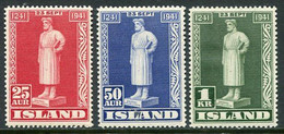 ICELAND  1941 Snorri Sturluson 700th Anniversary MNH / **.  Michel 223-25 - Neufs