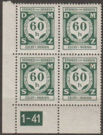 35/ Pof. SL 4, Grey Green, Corner 4-block, Plate Number 1-41 - Nuovi